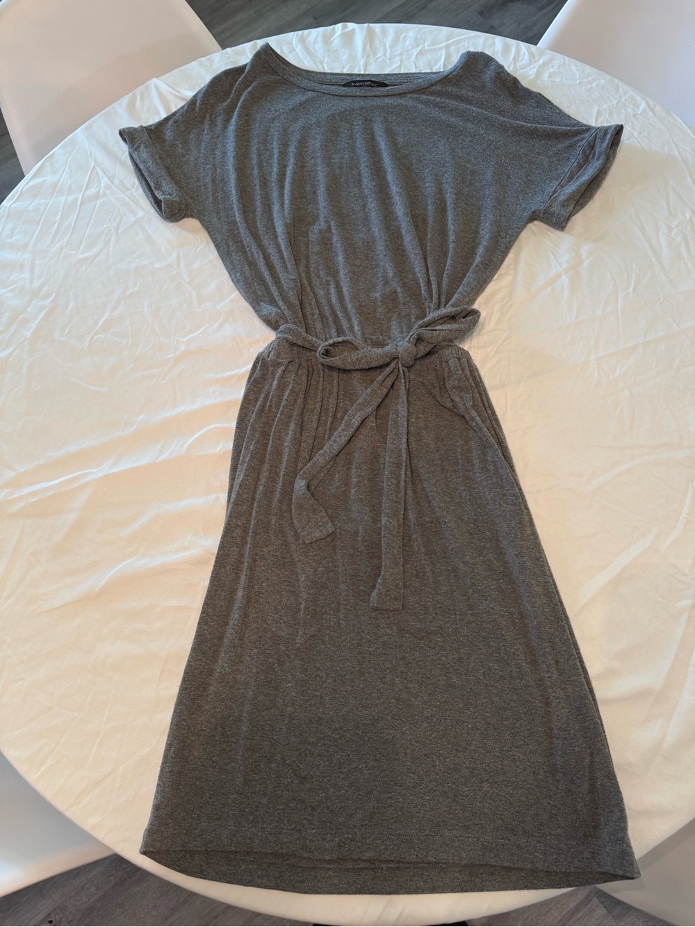 Banana Republic Charcoal Gray Tie-Waist Midi Dress